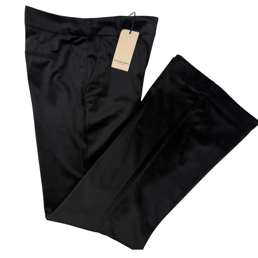 Scotch & Soda Amsterdam Black Velvet Flare Dress Trousers Women's Size 30X32 NEW